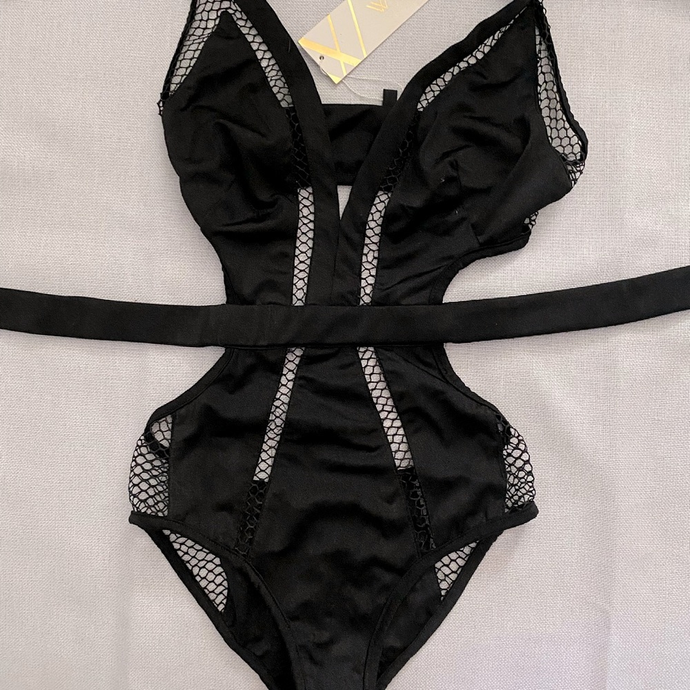Fashion Nova black mesh swimsuit